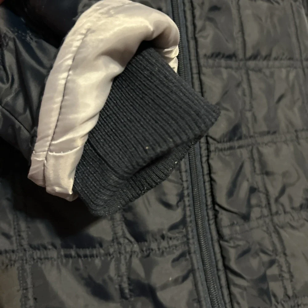 Timberland Youth Quited Puffer Jacket Large 16/18 Navy‎ Fleece Lined Zip Pockets